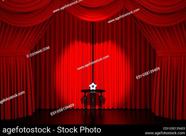 Stage curtain with soccer ball - Illuminated with Spot Light