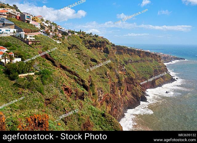 View of the coastline of Caniço, Madeira near Funchal city