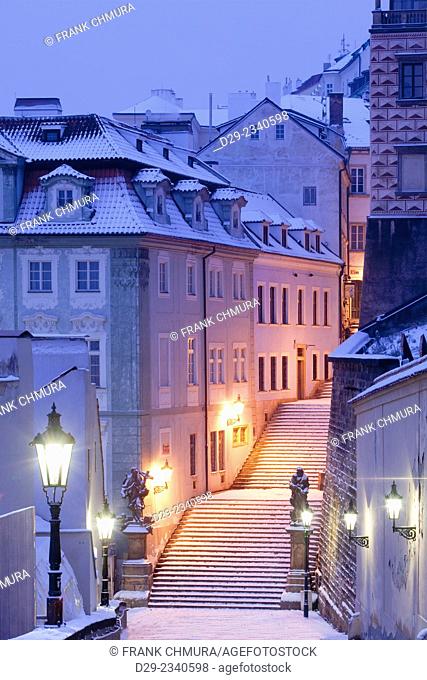 Czech Republic, Prague - Lesser Quarter (Mala Strana) in winter
