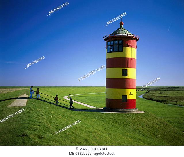 Germany, Ostfryingland, Pilsum,  Lighthouse, tourists,   Series, Europe, Northern Germany, Lower Saxony, North sea coast, frieze country, tower, roved