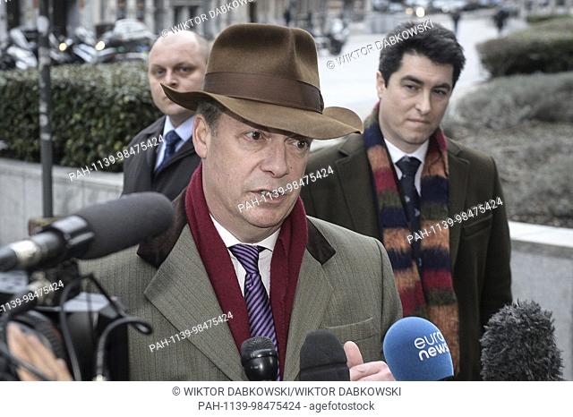 Former United Kingdom Independent Party (UKIP) leader, Member of European Parliament (MEP) Nigel Farage arrives for the meeting at European Commission...