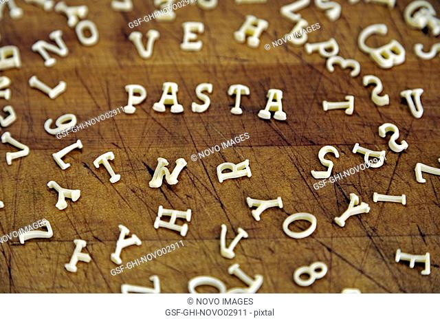Pasta Spelled with Alphabet Noodles