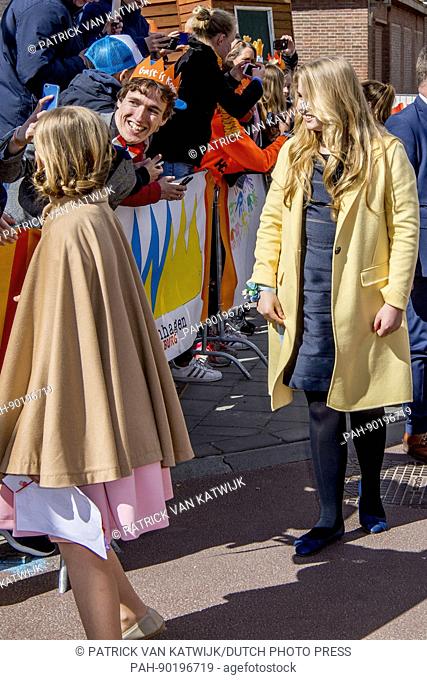 King Willem-Alexander, Queen Maxima, Princess Amalia, Princess Alexia and Princess Ariane celebrate the king's 50th birthday in Tilburg, The Netherlands