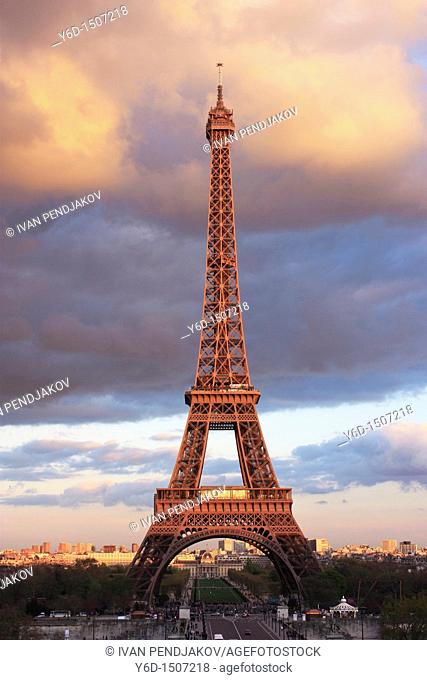 The Eiffel Tower at Sunset, Paris, France