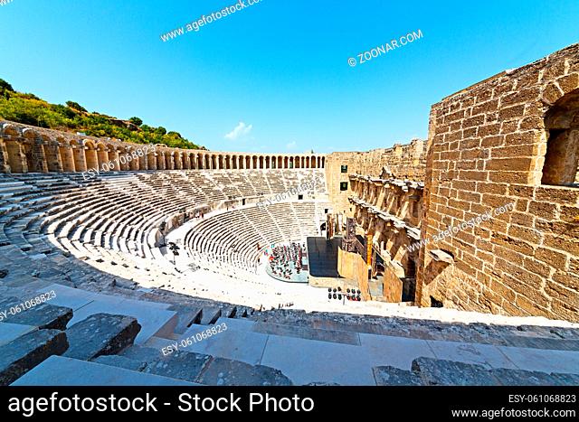 in  turkey   europe   aspendos the old theatre abstract texture  of step and gray
