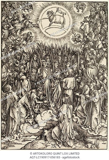 Albrecht Dürer, German, 1471-1528, The Adoration of the Lamb, ca. 1496, woodcut printed in black ink on laid paper, Sheet (trimmed to image edge): 15 1/2 × 11...