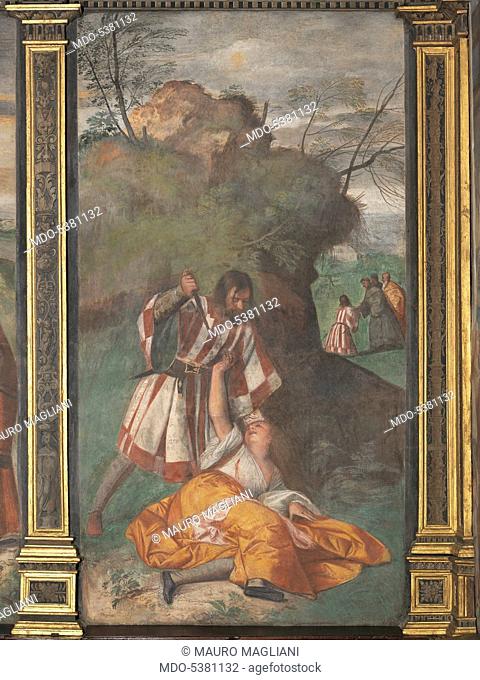 Miracle of the Jealous Husband (Miracolo del marito geloso), by Titian, 1511, 16th Century, fresco, 340 x 207 cm