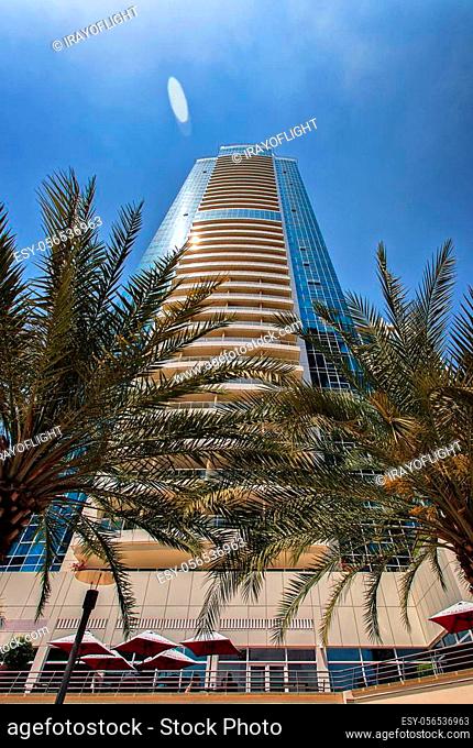 View of Jumeirah Lakes Towers skyscraper. Dubai, UAE