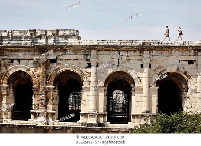 Arènes de Nîmes Roman amphitheatre. Nimes, Gard, France