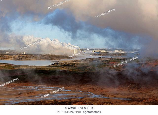 Reykjanes geothermal power plant, Sudurnes at volcano area Gunnuhver, Grindavik, Iceland