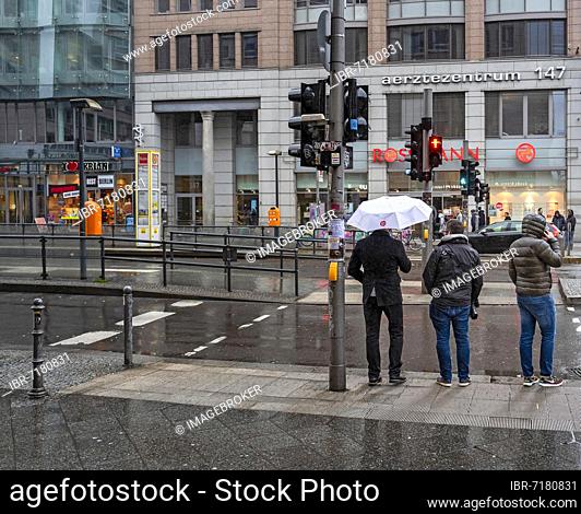 Friedrichstraße in the rain and wet, Berlin, Germany, Europe