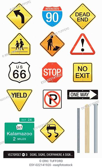 Set of 14 Highway Signs