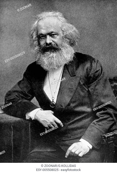Karl Marx (1818-1883) on antique print from 1899. German philosopher