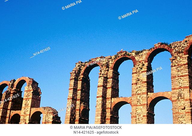 Detail of Los Milagros aqueduct, Mérida. Cáceres province, Spain
