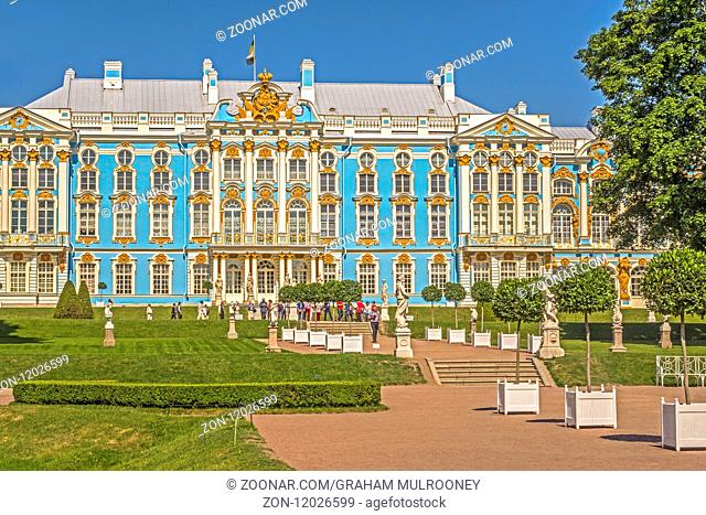 Facade The Catherine Palace Pushkin Saint Petersburg Russia