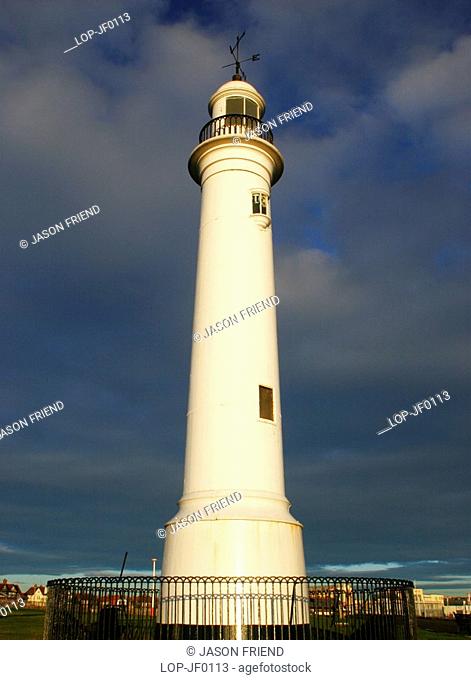 England, Sunderland, Seaburn, A lighthouse positioned close to Parson's Rocks near Whitburn Bay