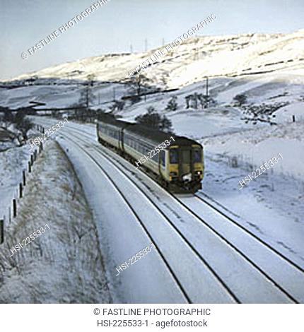 railways, railway tracks, locomotive, engine, train, snow, winter, countryside, landscape, rails, transport
