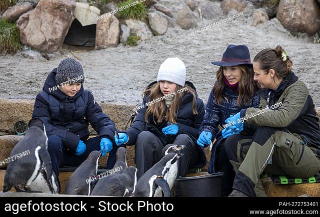Crown Princess Mary, Prince Vincent and Princess Josephine of Denmark at the Kobenhavn Zoo in Copenhagen, on February 02, 2022