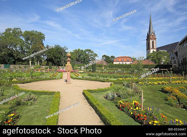 Prince George Garden and Church Tower of St. Elisabeth in Darmstadt, Bergstrasse, Hesse, Germany, Europe