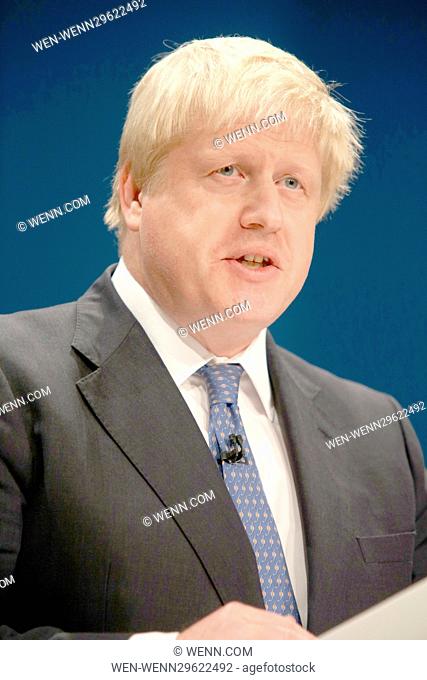 Foreign Secretary Boris Johnson addressing the 2016 Conservative Party conference, held at the Birmingham International Convention Centre in Birmingham