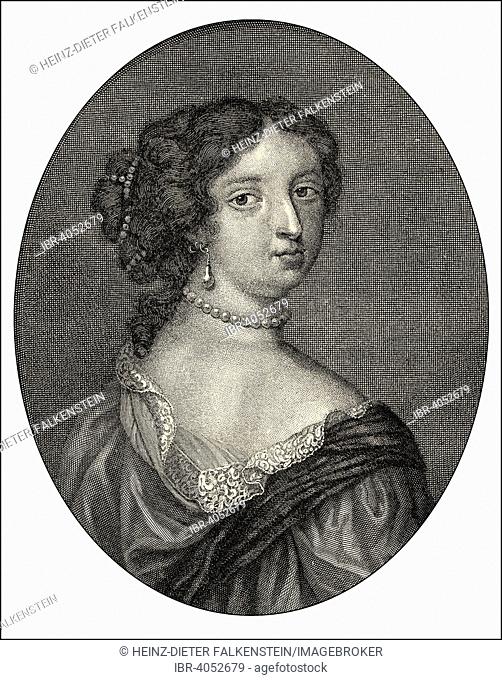 Françoise d'Aubigné, Marquise de Maintenon, or Madame de Maintenon, 1635-1719, the last mistress and second wife of Louis XIV of France, historical illustration