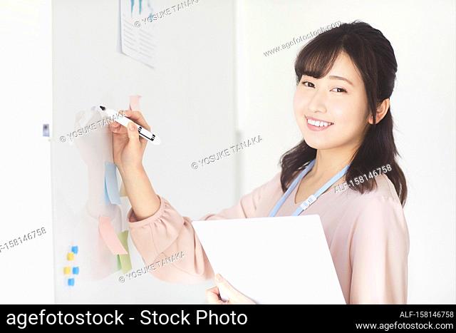 Japanese woman working