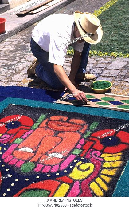 Guatemala, Antigua, flower carpets