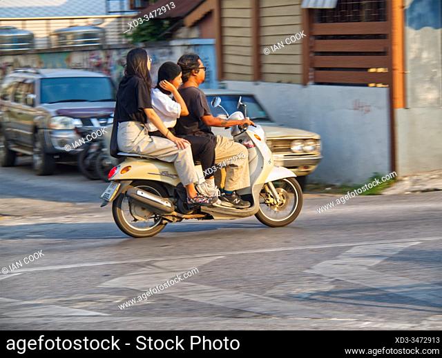 three people on a motor scooter, Chiang Mai, Thailand