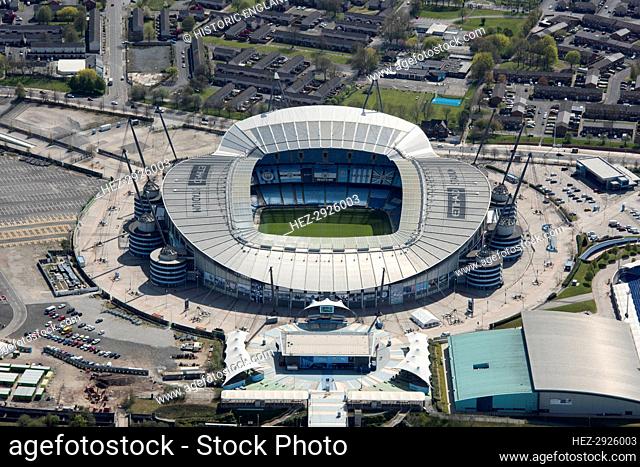 City of Manchester Stadium, home of Manchester City Football Club, Manchester, 2021. Creator: Damian Grady
