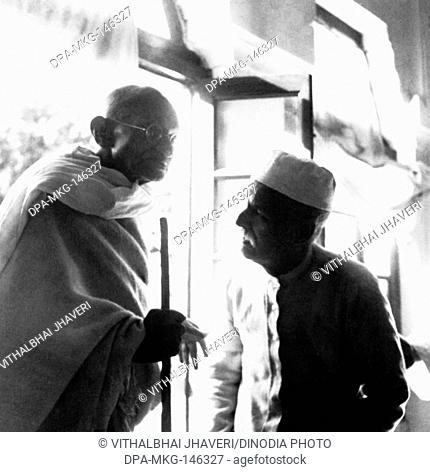 Mahatma Gandhi and Madan Mohan Malaviya at Varanasi ; 1941 ; India NO MR