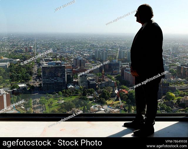 Walloon Vice-Minister El Presidente Willy Borsus se fotografió durante una llamada de cortesía en el Centro de Inversiones Victoria durante la Misión Económica...
