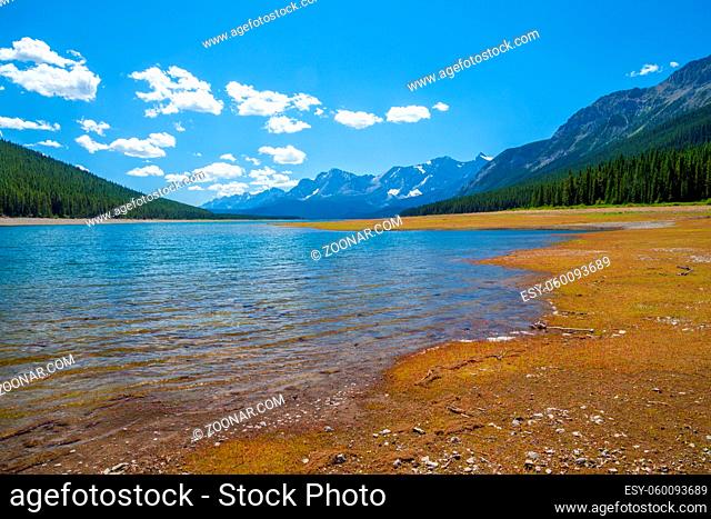 Lower Kananaskis Lake on a warm summer day, Alberta, Canada