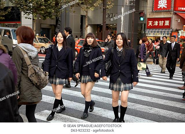 High school girls in their uniform, Shibuya, Tokyo, Japan