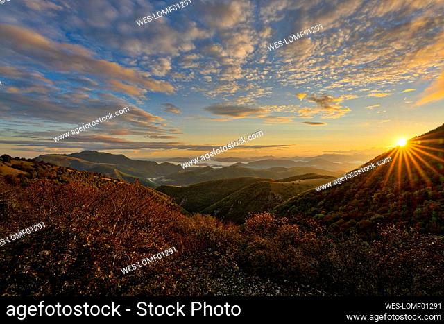 Apennine Mountains at sunrise, Umbria, Italy