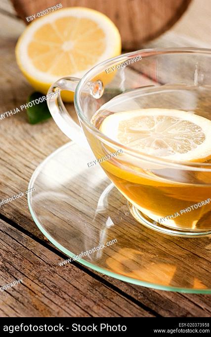 Cup of organic lemon fruit tea