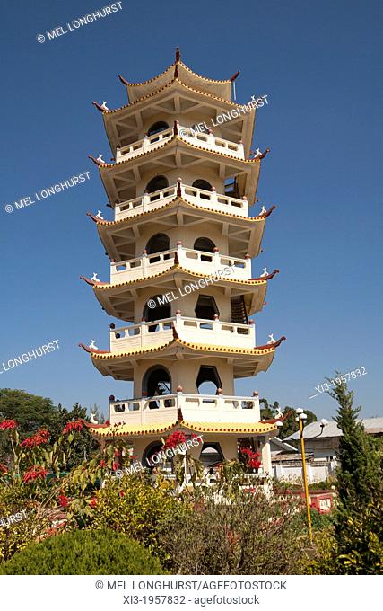 Pagoda at Chinese Temple, Pyin Oo Lwin, also known as Pyin U Lwin and Maymyo, near Mandalay, Myanmar, (Burma)