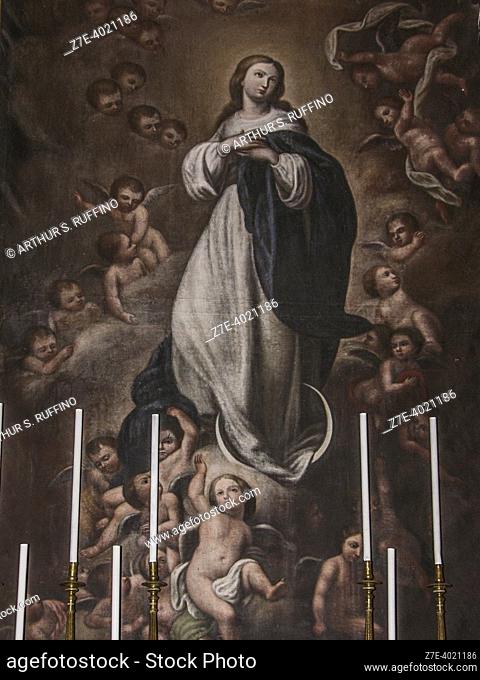 Painting of the Assumption. Interior of St. Mary of the Alms Cathedral (Pontificia Basilica Collegiata Maria SS. dell'Elemosina), Main Square