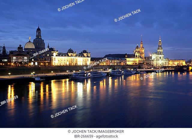 View over the baroque old part of town, Dresden, Saxony, Germany