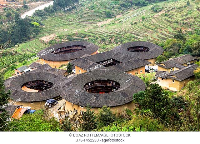 A group of Tulou buildings in Fujian province, China
