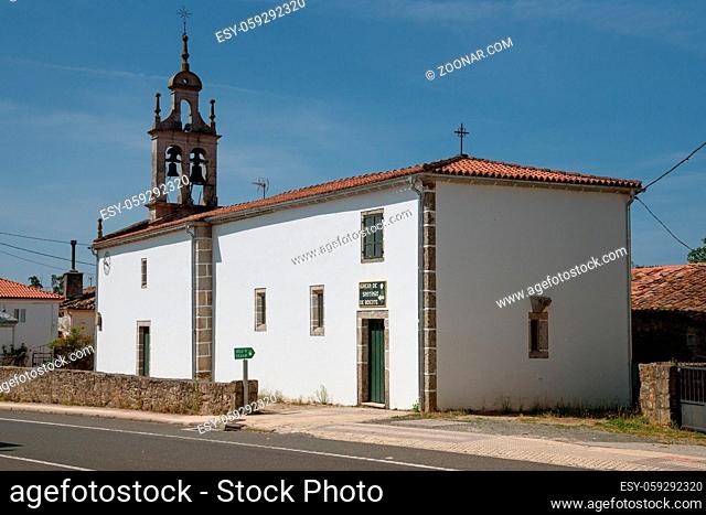 Panoramic image of the church of Boente, Camino de Santiago trail, Galicia, Spain