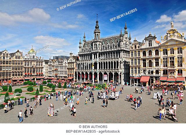 Houses of the famous Grand Place Brussels Belgium. Grand Place was named by UNESCO as a World Heritage Site