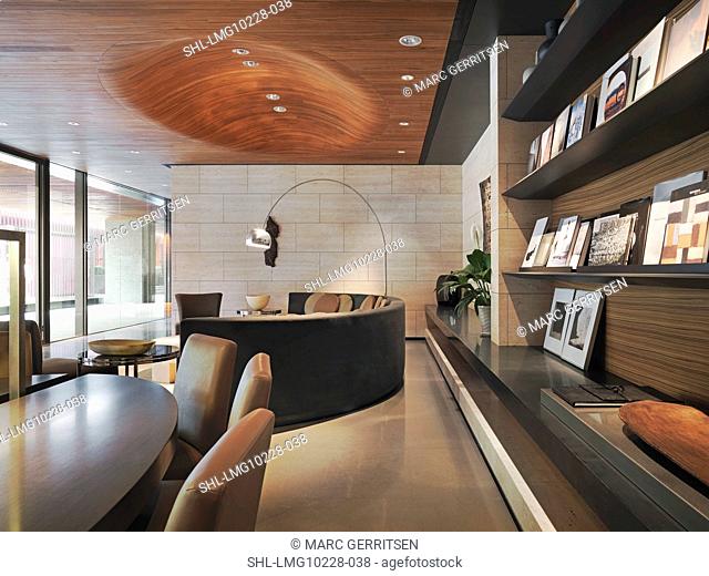 Large table and sofa in modern lobby