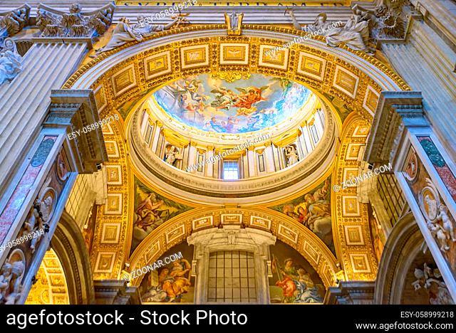 Interior of St. Peter's Basilica in Vatican City, the largest church in the world