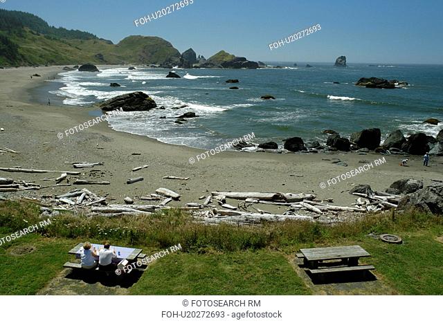 OR, Oregon, Pacific Ocean, Pacific Coast Scenic Byway, Rt Route, Highway 101, Samuel H. Boardman Scenic Corridor, Sea Stacks, picnic area
