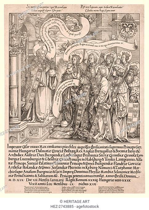 The Emperor Maximilian Presented by His Patron Saints to the Almighty, 1519. Creator: Hans Springinklee (German, 1540)