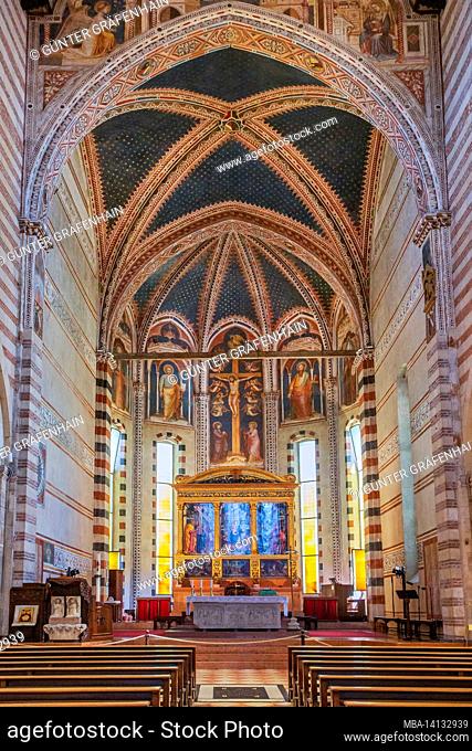 interior with high altar of the church of san zeno maggiore in the old town, verona, adige, adige valley, province of verona, veneto, italy