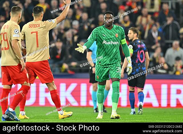 goalkeeper Brice Samba (30) of RC Lens pictured during the Uefa Champions League matchday 6 game in group B in the 2023-2024 season between Racing Club de Lens...