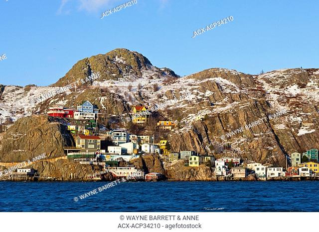 The Battery in winter, St. John's harbour, Newfoundland and Labrador, Canada