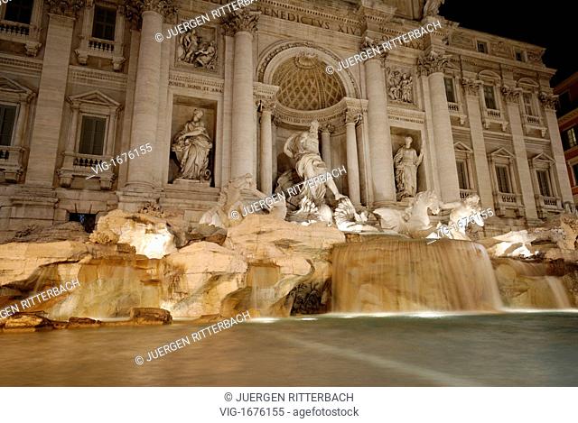 ITALY, ROME, 23.11.2008, illuminated Trevi Fountain at night, Rome, Italy, Europe - ROME, ITALY, 23/11/2008