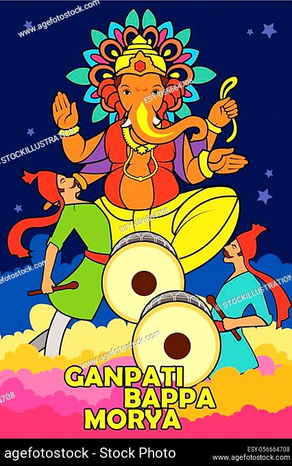 Lord Ganpati in vector for Happy Ganesh Chaturthi with text Ganpati Bappa  Morya, My Lord Ganpati, Stock Vector, Vector And Low Budget Royalty Free  Image. Pic. ESY-056664708 | agefotostock